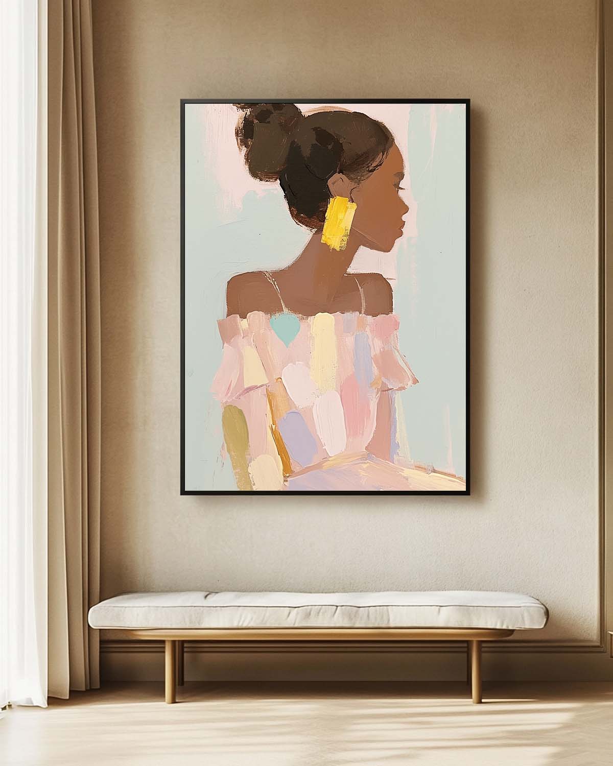 Original Elegant Woman Wall Art Vibrant Large Figure Painting Minimalism Colorful Abstract Artwork Gift