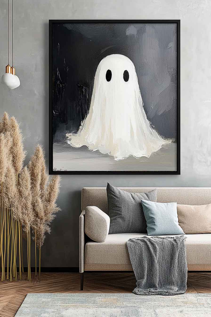 Large Modern Acrylic Painting On Canvas Cute Ghost Abstract Oil Painting High Quality Original Artwork