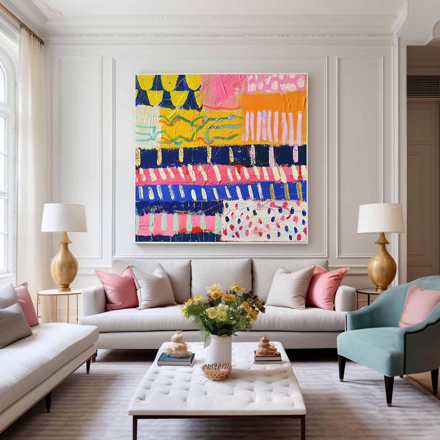 Colorful Original Hand-painted Canvas Wall Art Large Graffiti Abstract Oil Painting Modern Textured Artwork