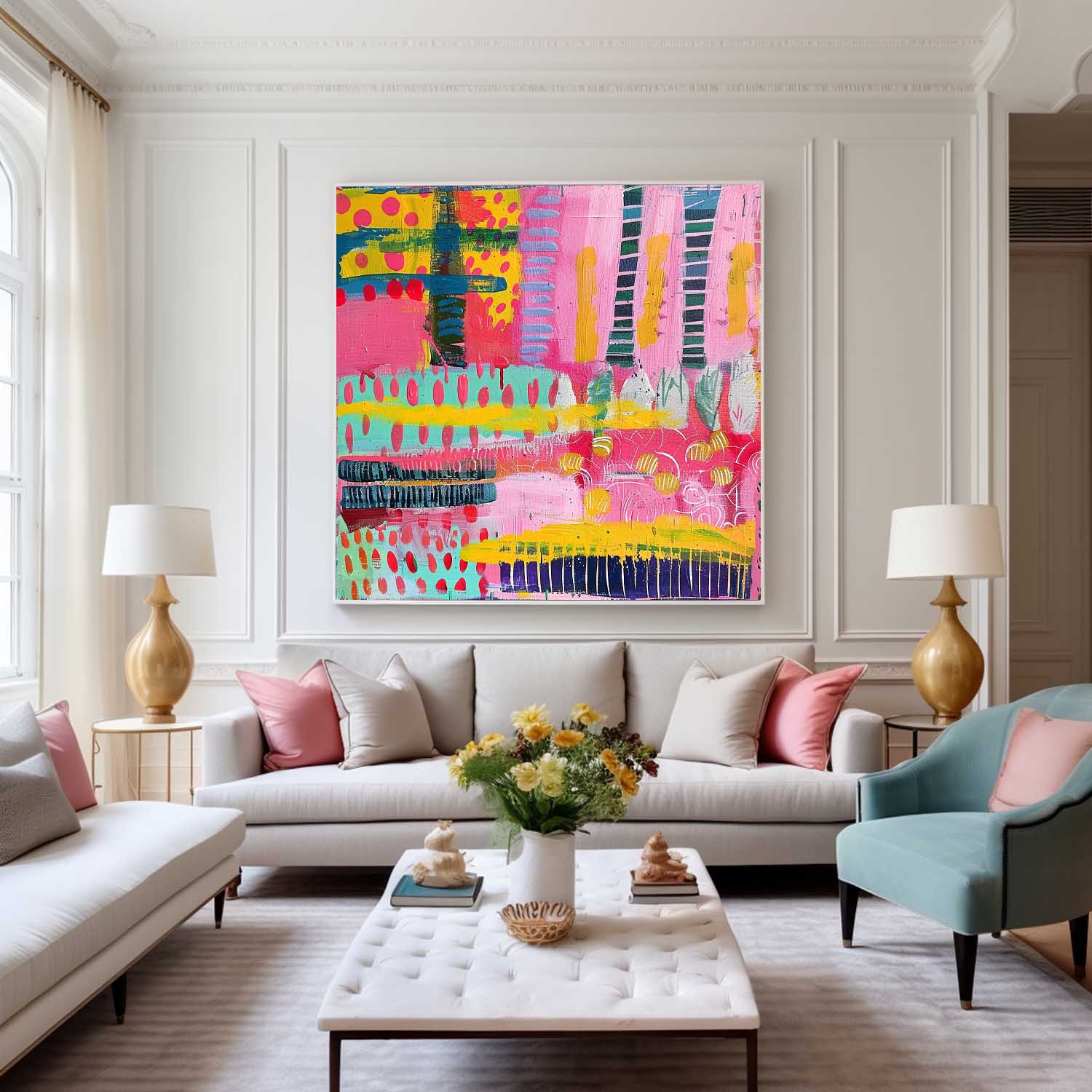 Coloeful Original Hand-painted Canvas Wall Art Modern Textured Artwork Large Graffiti Abstract Oil Painting