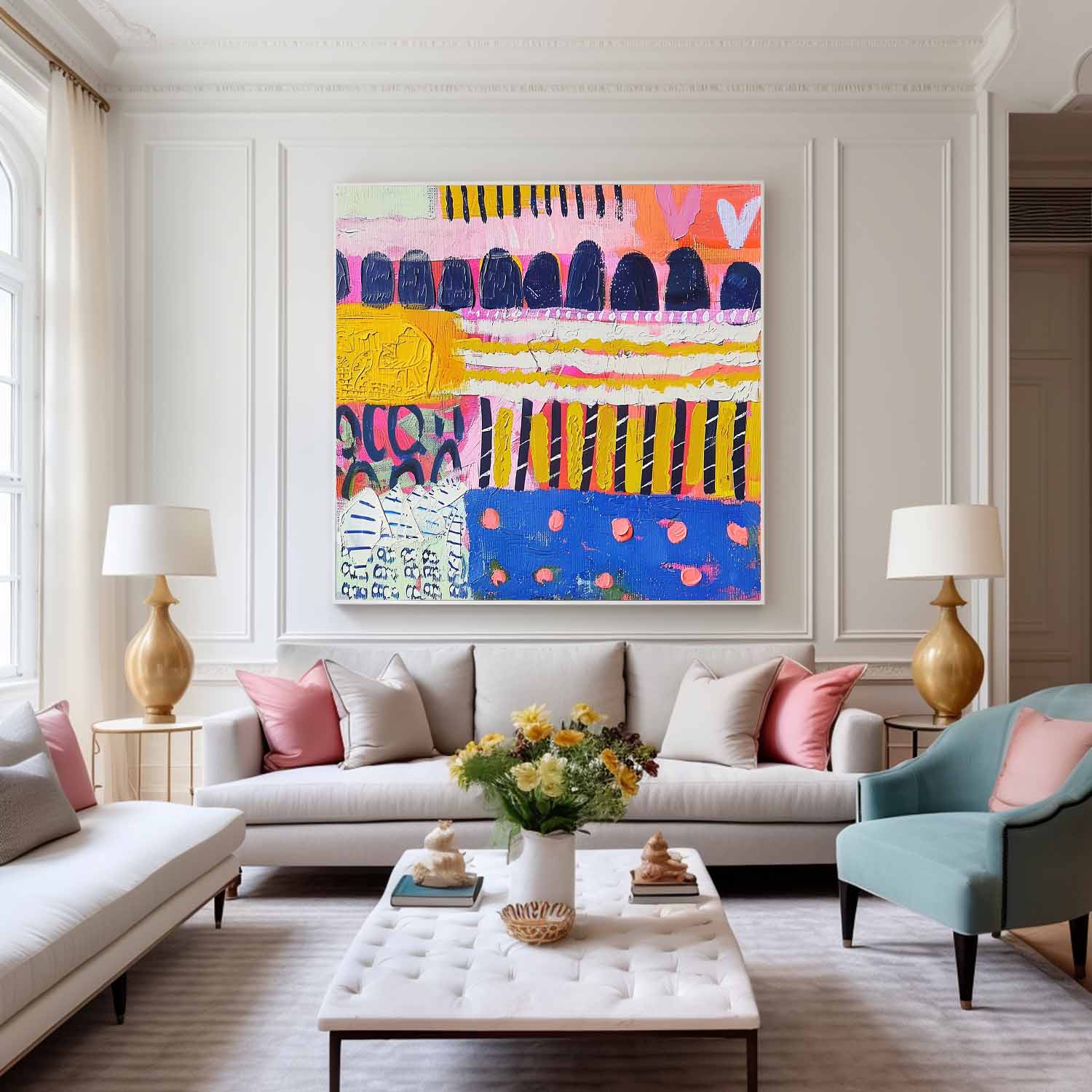 Large Graffiti Abstract Oil Painting Colorful Original Hand-painted Canvas Wall Art Modern Textured Artwork