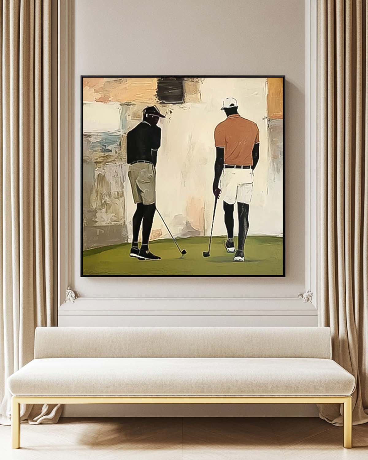 Modern Golf Artwork Unique Art  Square Textured Golf Art Contemporary Sport Decor Golf Lovers Gift
