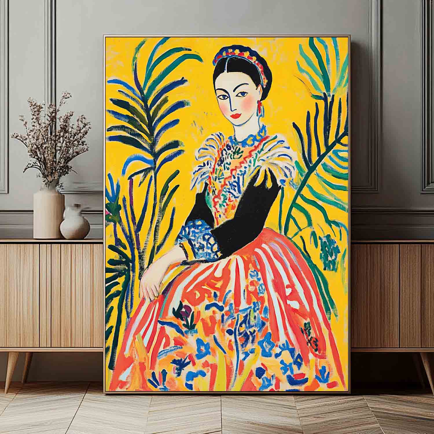 Lady In Gold Painting Artwork Beautiful Girl In A Romantic Vintage Style Gorgeous Original Modern Wall Art