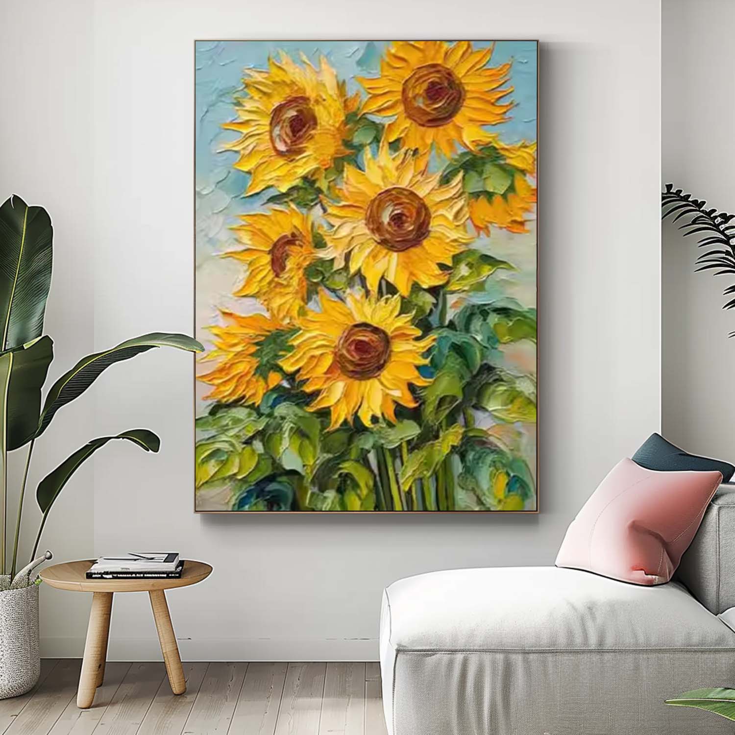 Beautiful Sunflower Painting Acrylic Textured Floral Art Impressionist Plant Paintings For Living Room