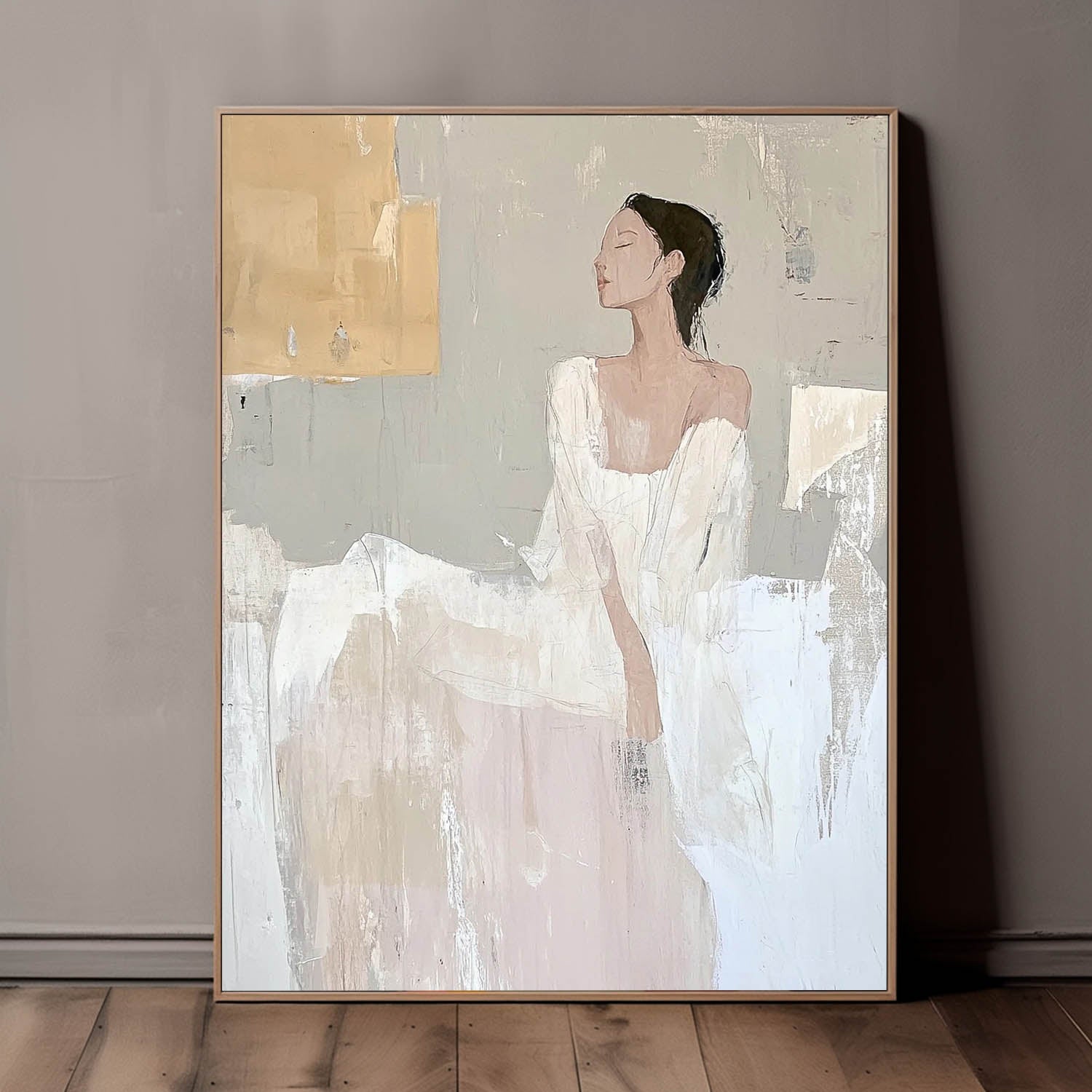 Contemporary Abstract minimalist Neutral Female Painting Large Abstract Woman Wall Art Wall Art For Living Room