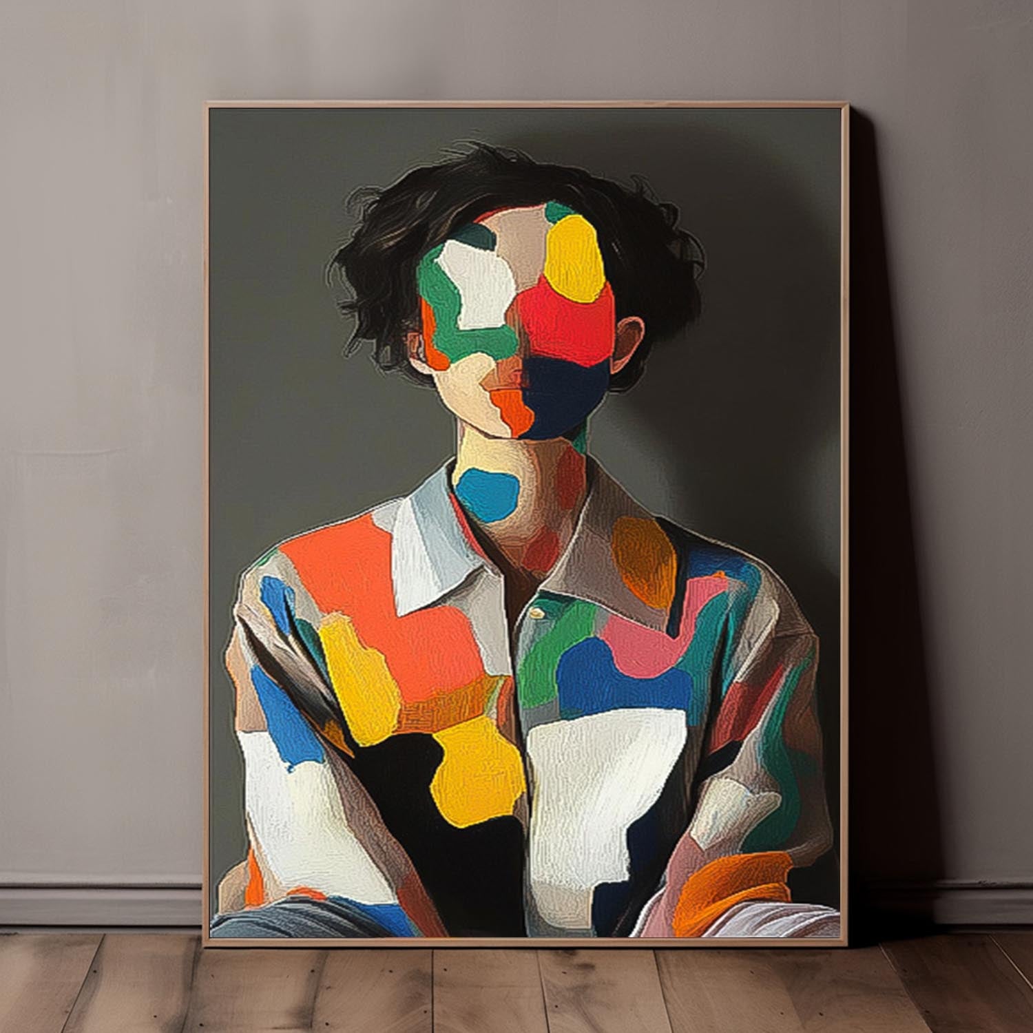Boy Abstract Painting Contemporary Gallery Man Wall Art painting Large Faceless Portrait Artwork Home Decor