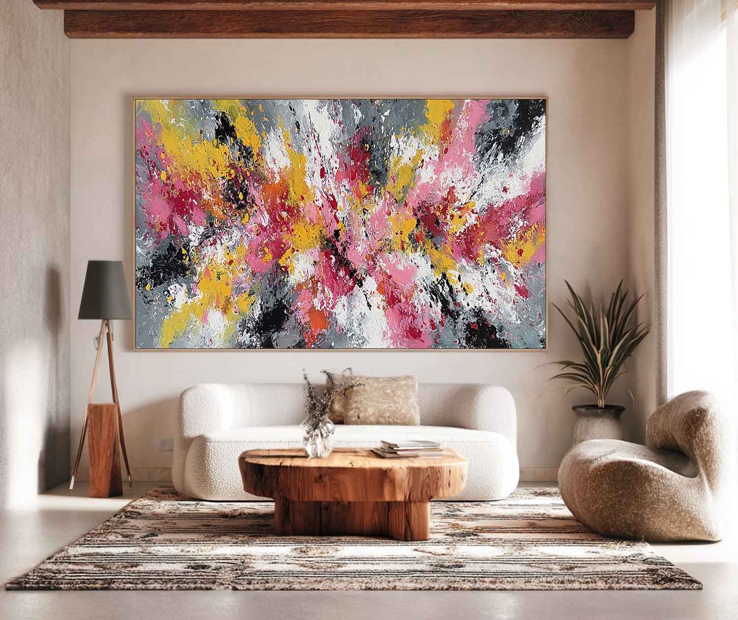 Modern Abstract Canvas Wall Art Vibrant Color Textured Oil Painting  Large Contemporary Expressionist Artwork