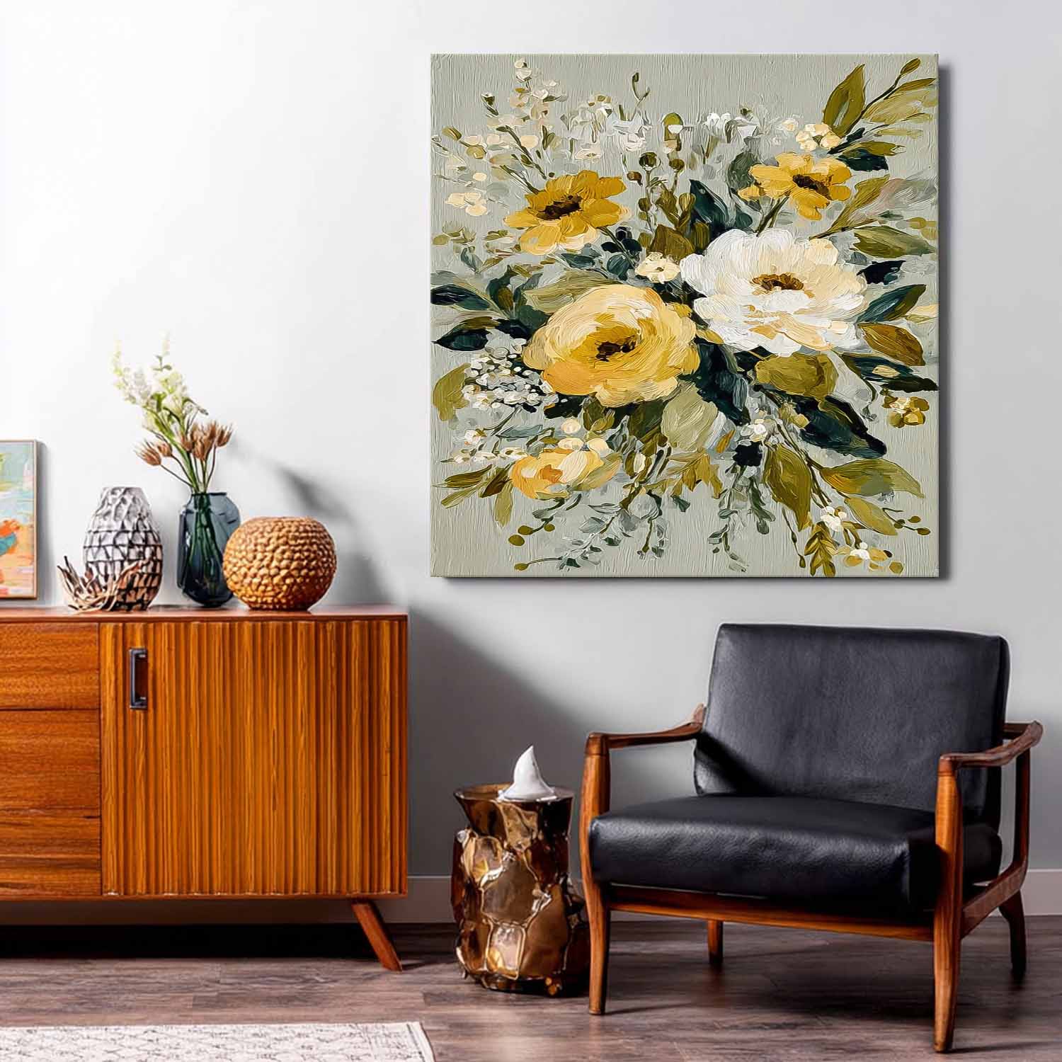 Vintage Floral Oil Painting Tulip Botanical Canvas Art Elegant Wildflower Retro Floral For Bedroom Aesthetic