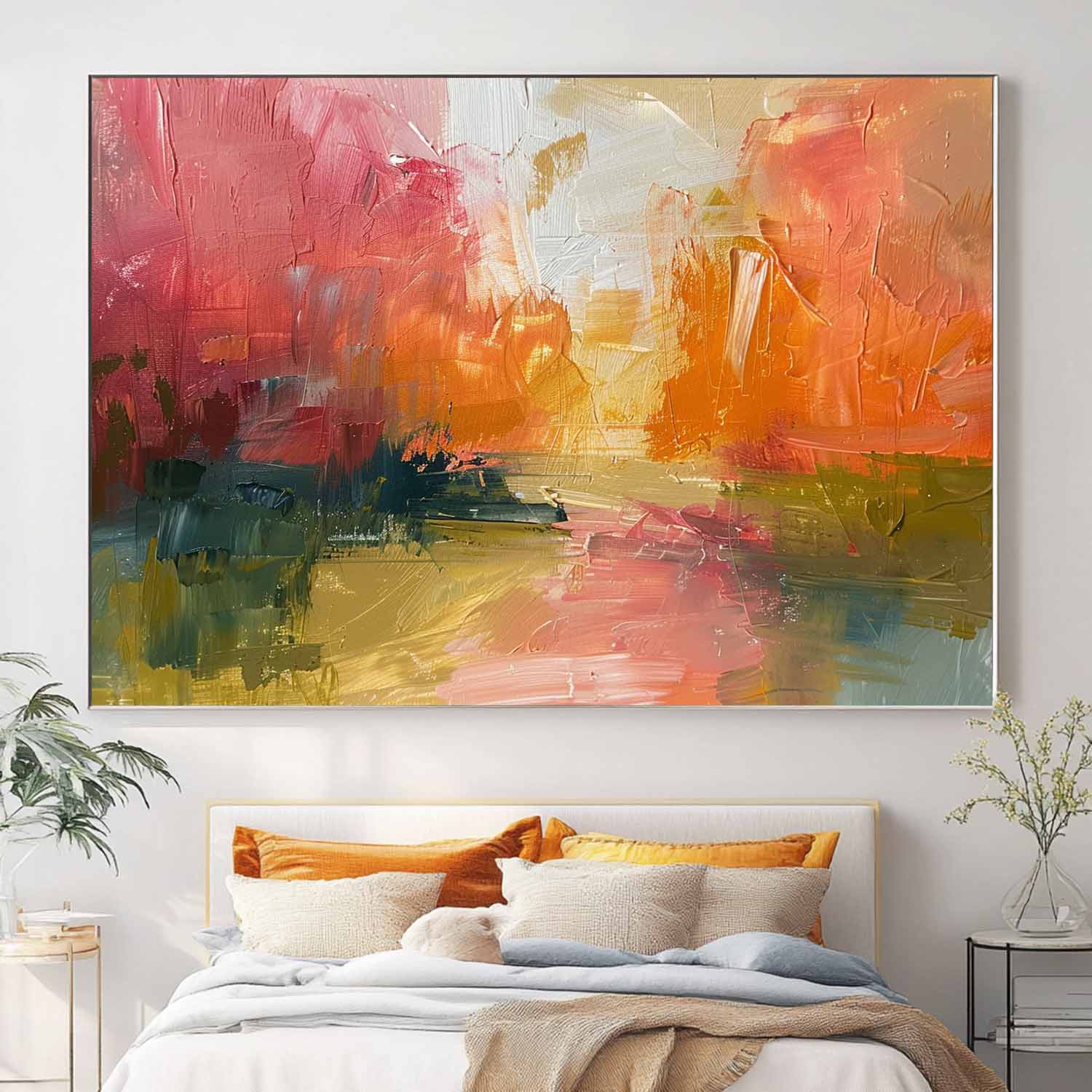 Abstract Landscape Oil Painting On Canvas Framed Texture High Quality Wall Art Original Scenery Painting
