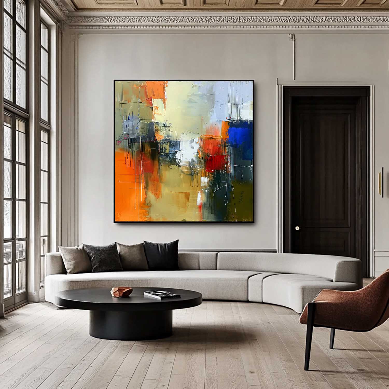 Large Abstract Oil Painting Modern Textured Artwork Warm Coloeful Original Hand-painted Canvas Wall Art