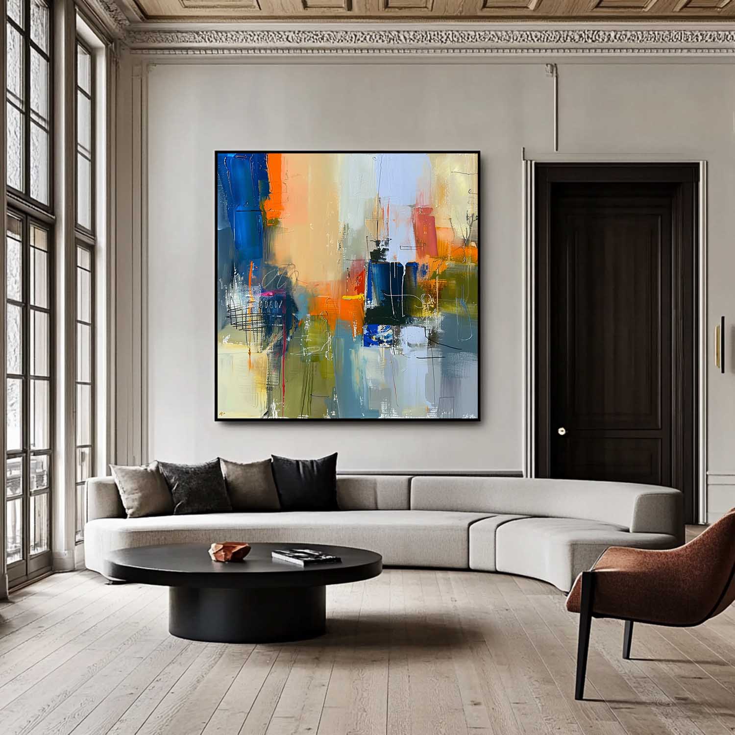 Modern Textured Artwork Warm Coloeful Original Hand-painted Canvas Wall Art Large Abstract Oil Painting