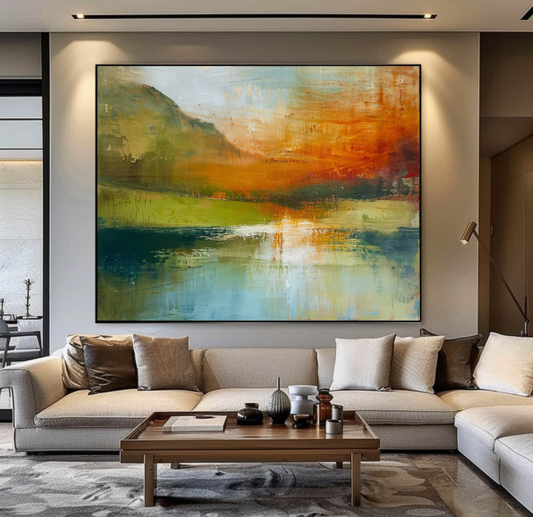 Original Scenery Painting Warm Color Abstract Landscape Oil Painting On Canvas For Living Room Wall Art Decor