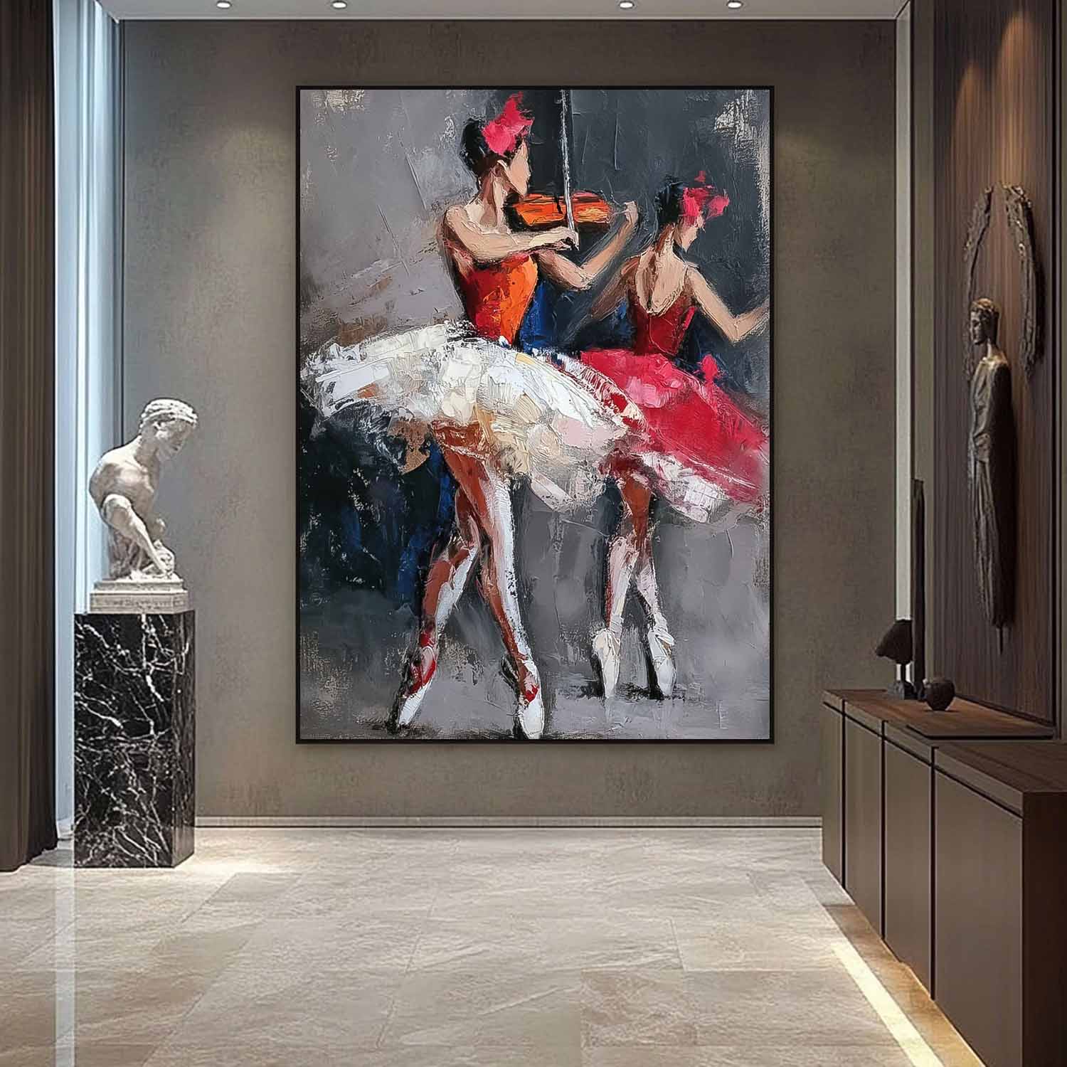 Large Ballet Girl Artwork Original Sisters Acrylic Painting Canvas Abstract Lady Wall Art Framed