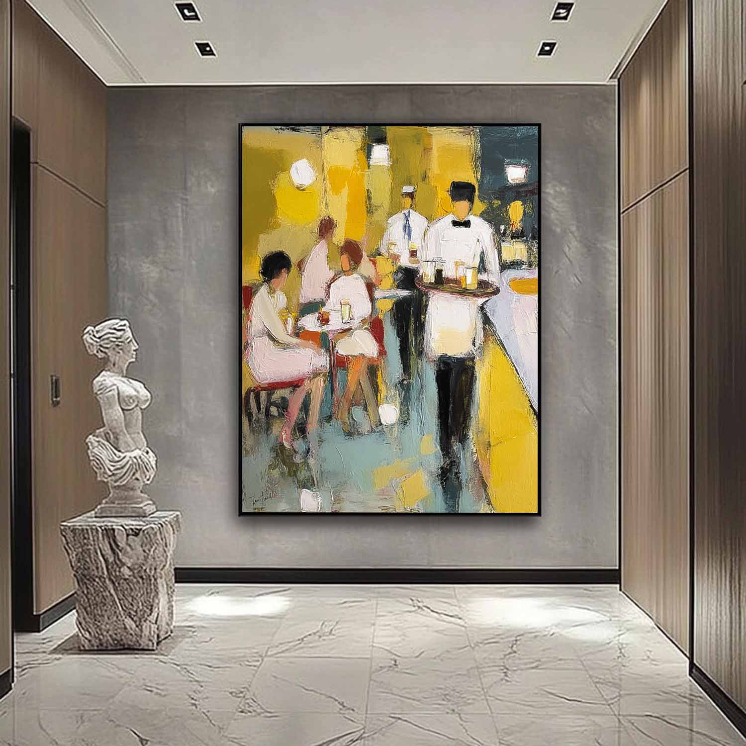 Restaurant Environmental Characters Canvas Wall Art Original Realistic Life Oil Painting Modern Artwork Decor