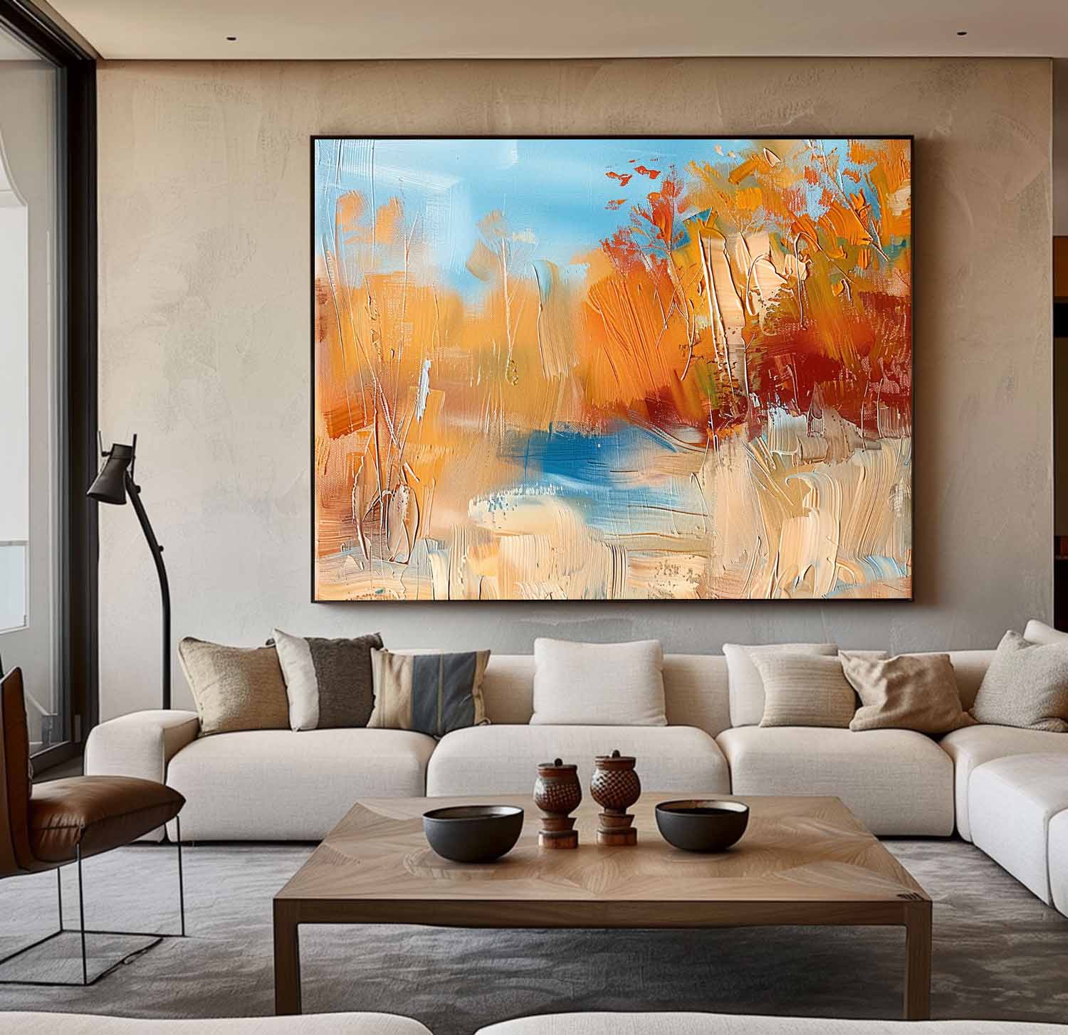Color Abstract Landscape Oil Painting On Canvas Framed Texture High Quality Wall Art Original Scenery Artwork