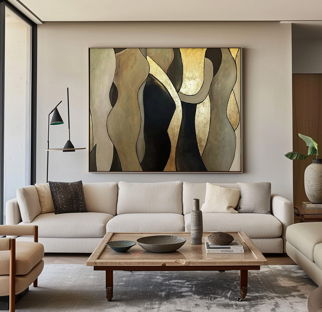 Line Contemporary Gallery Wall Art Modern Minimal Abstract Painting Figure Neutral Wall Decor For Living Room