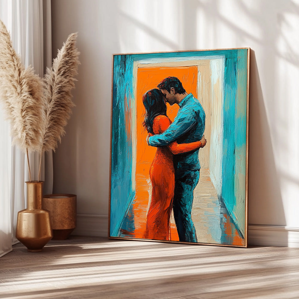 Colorful Texture Lovers Embrace Abstract Wall Art Large Portrait Artwork Original Figure Acrylic Painting