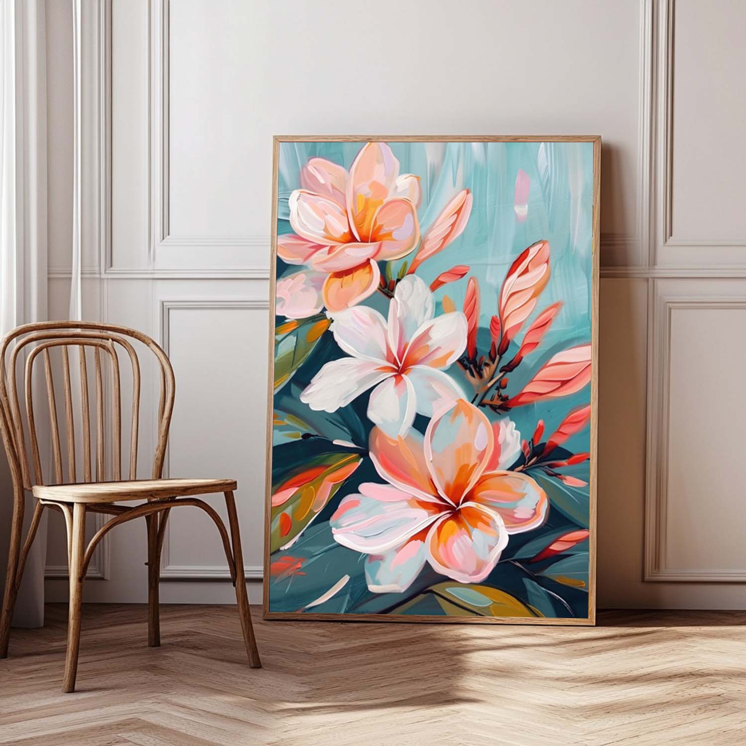 Original Abstract Blossom Painting Flowers Acrylic Painting Canvas Large Textured Floral Art Framed