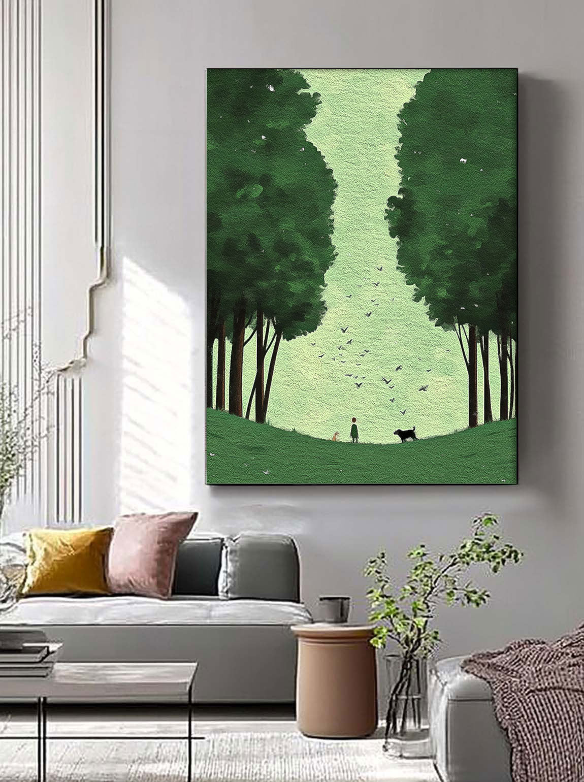 Abstract Comfortable Scenery Oil Painting Green Landscape Artwork Large Lawn scenery Painting On Canvas