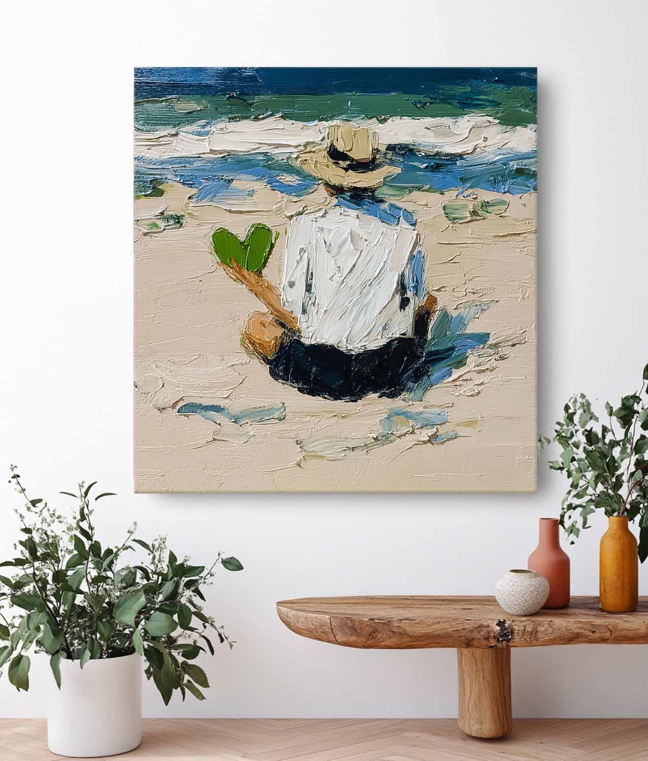 Beach Boy Acrylic Painting Abstract View Of Back Oil Painting Canvas Original Portrait Wall Art Home Decor