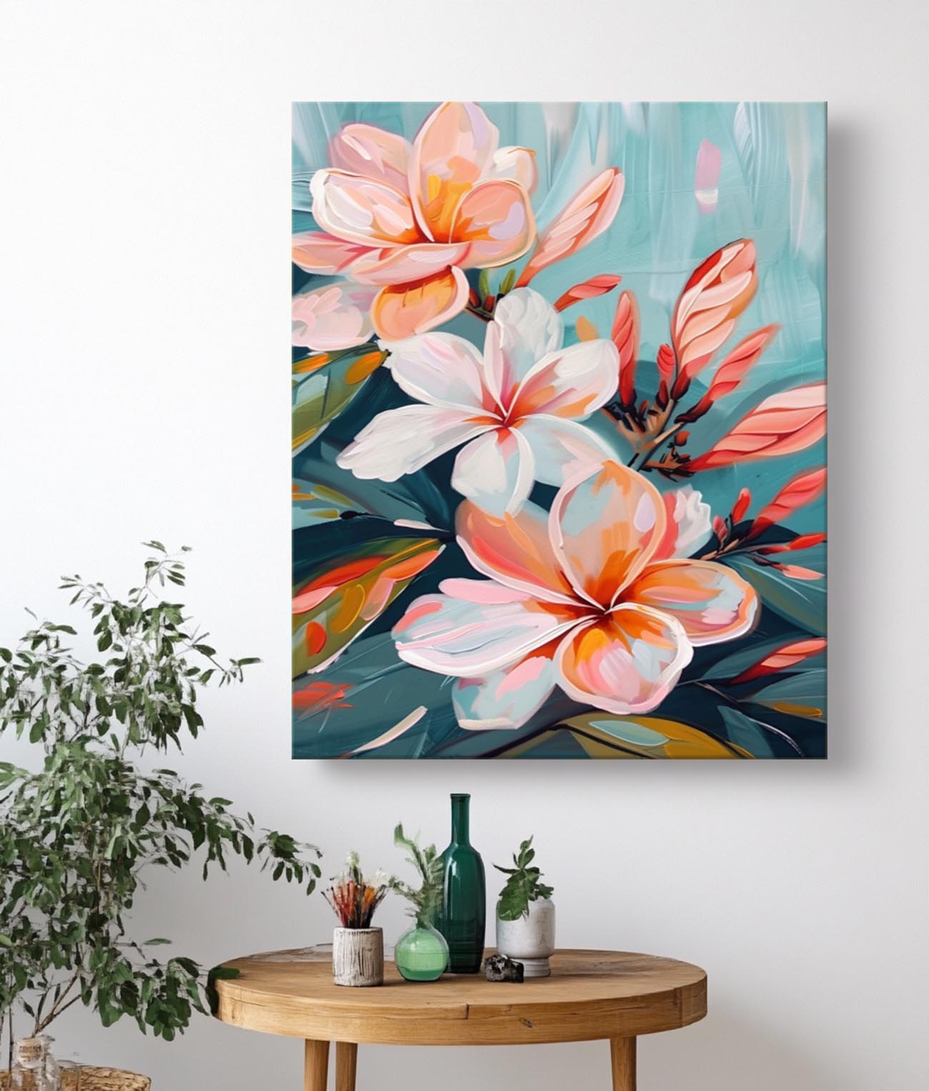 Original Abstract Blossom Painting Flowers Acrylic Painting Canvas Large Textured Floral Art Framed