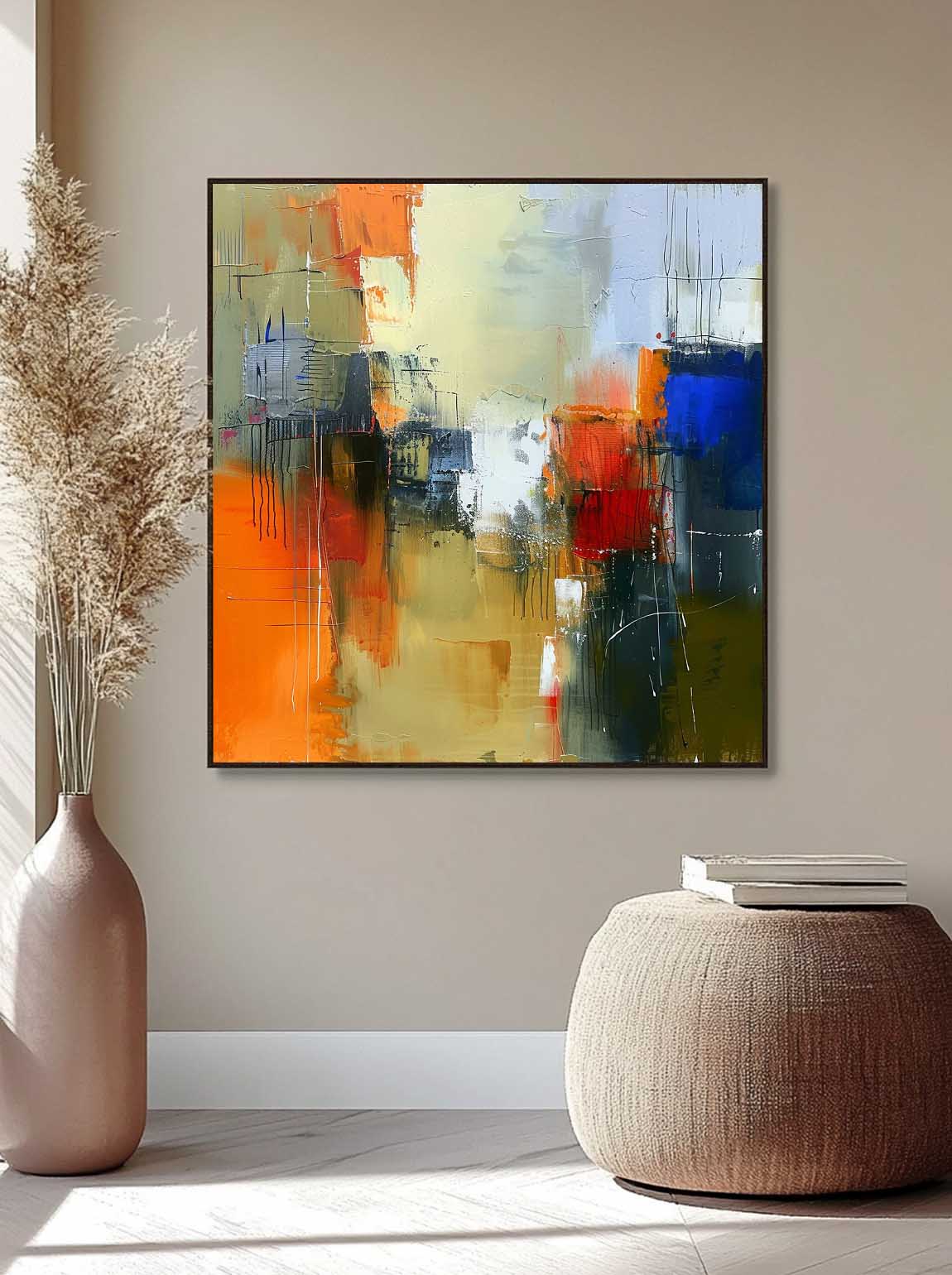 Large Abstract Oil Painting Modern Textured Artwork Warm Coloeful Original Hand-painted Canvas Wall Art