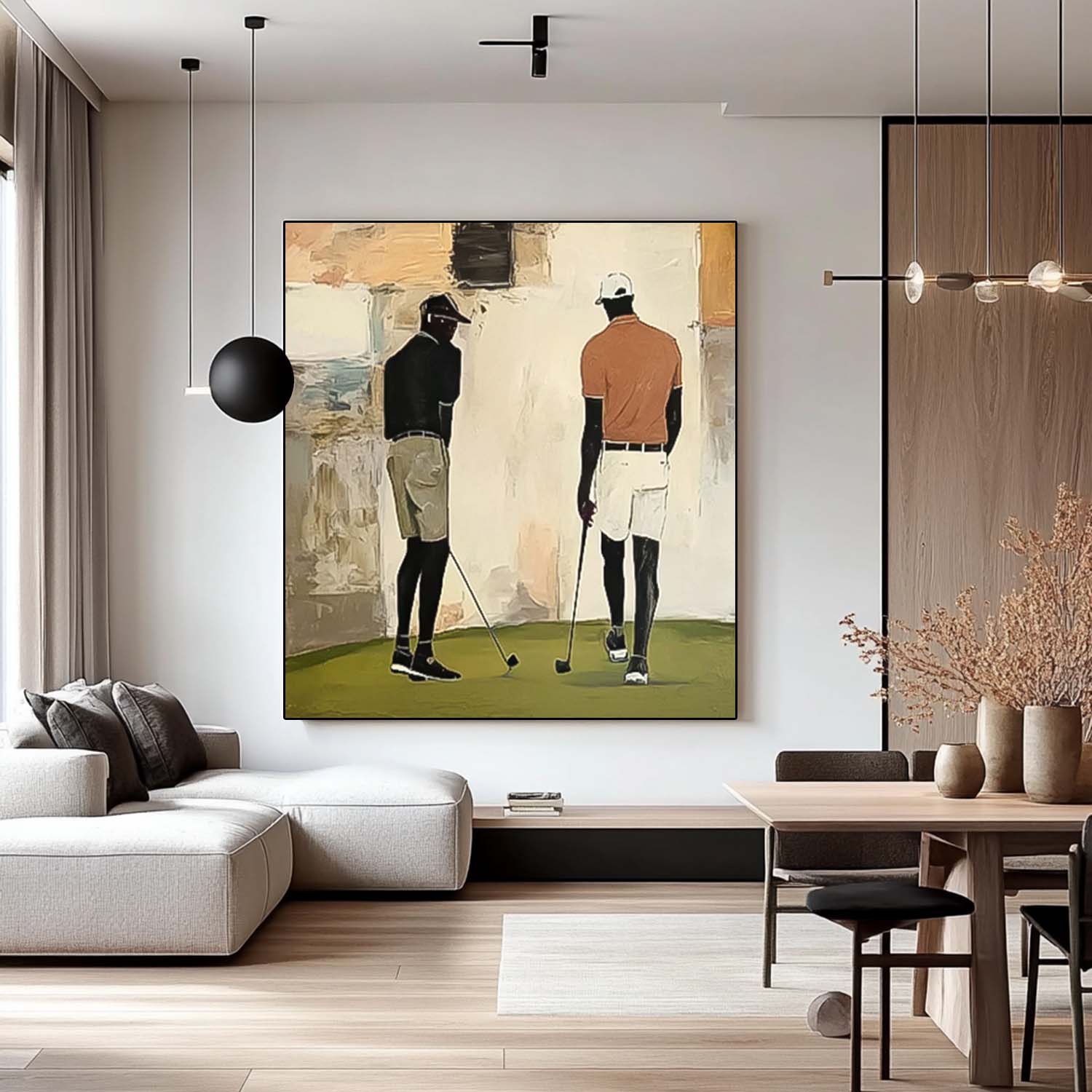 Modern Golf Artwork Unique Art  Square Textured Golf Art Contemporary Sport Decor Golf Lovers Gift