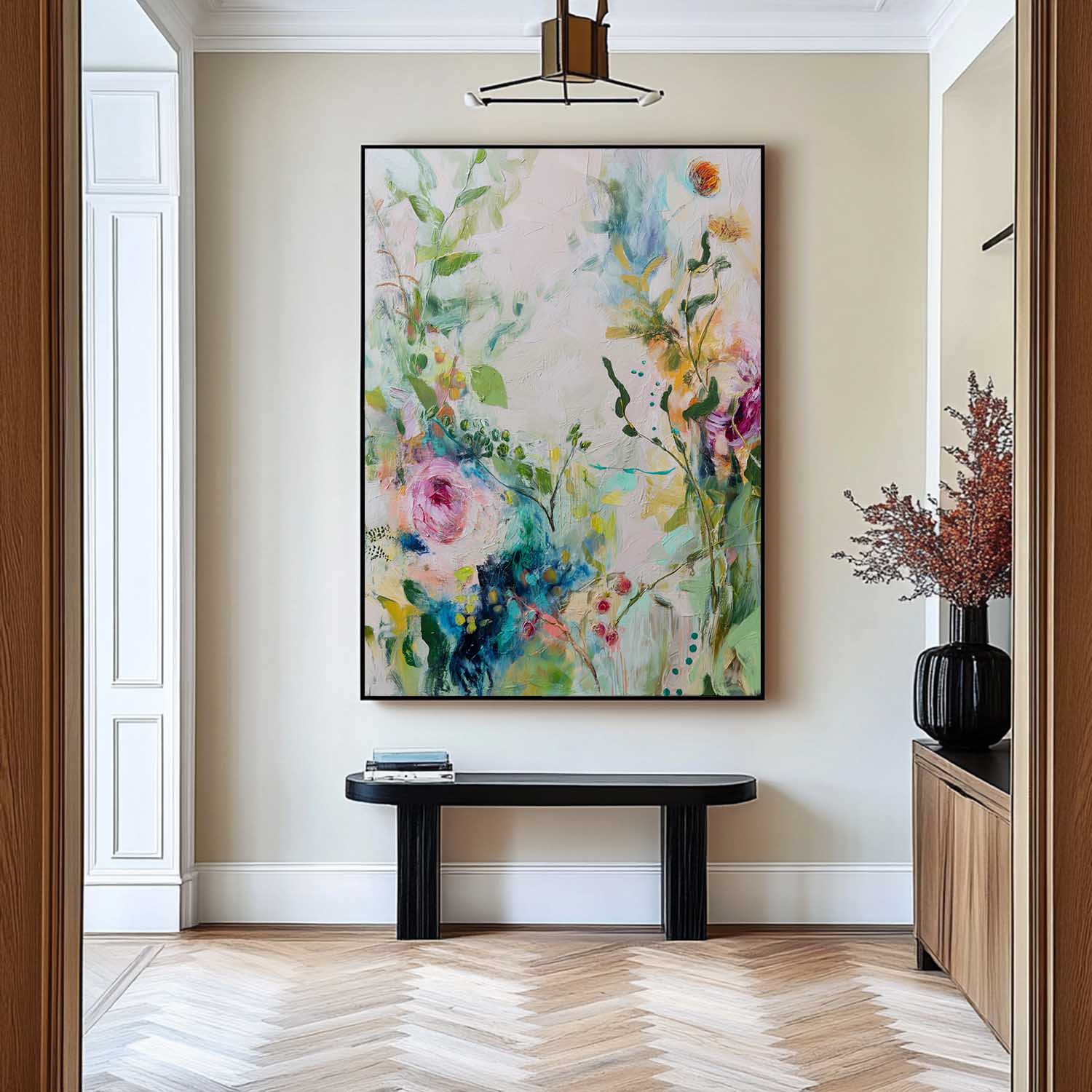 Botanical Painting Nature Wall Art Large Colorful Flower Abstract Painting Canvas Original Artwork Decor
