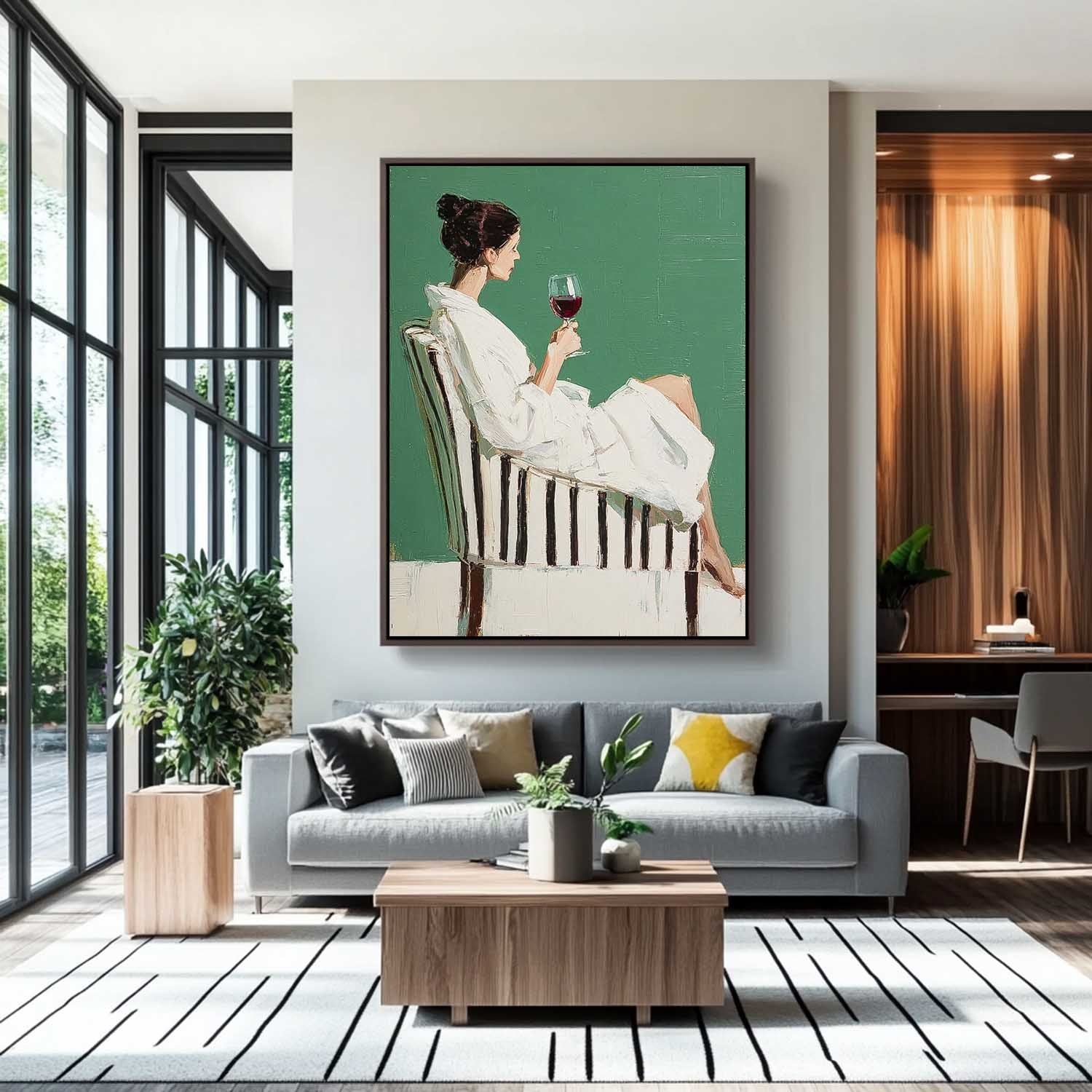 Original Beautiful Woman Wall Art Abstract Lady Wearing A Bathrobe Oil Painting Canvas Figure Artwork