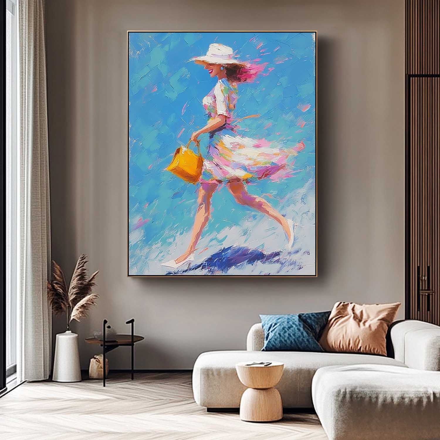 Urban Lady Style Canvas Large Vertical Fashion Wall Decor Sophisticated Gift Vibrant Urban Life Painting