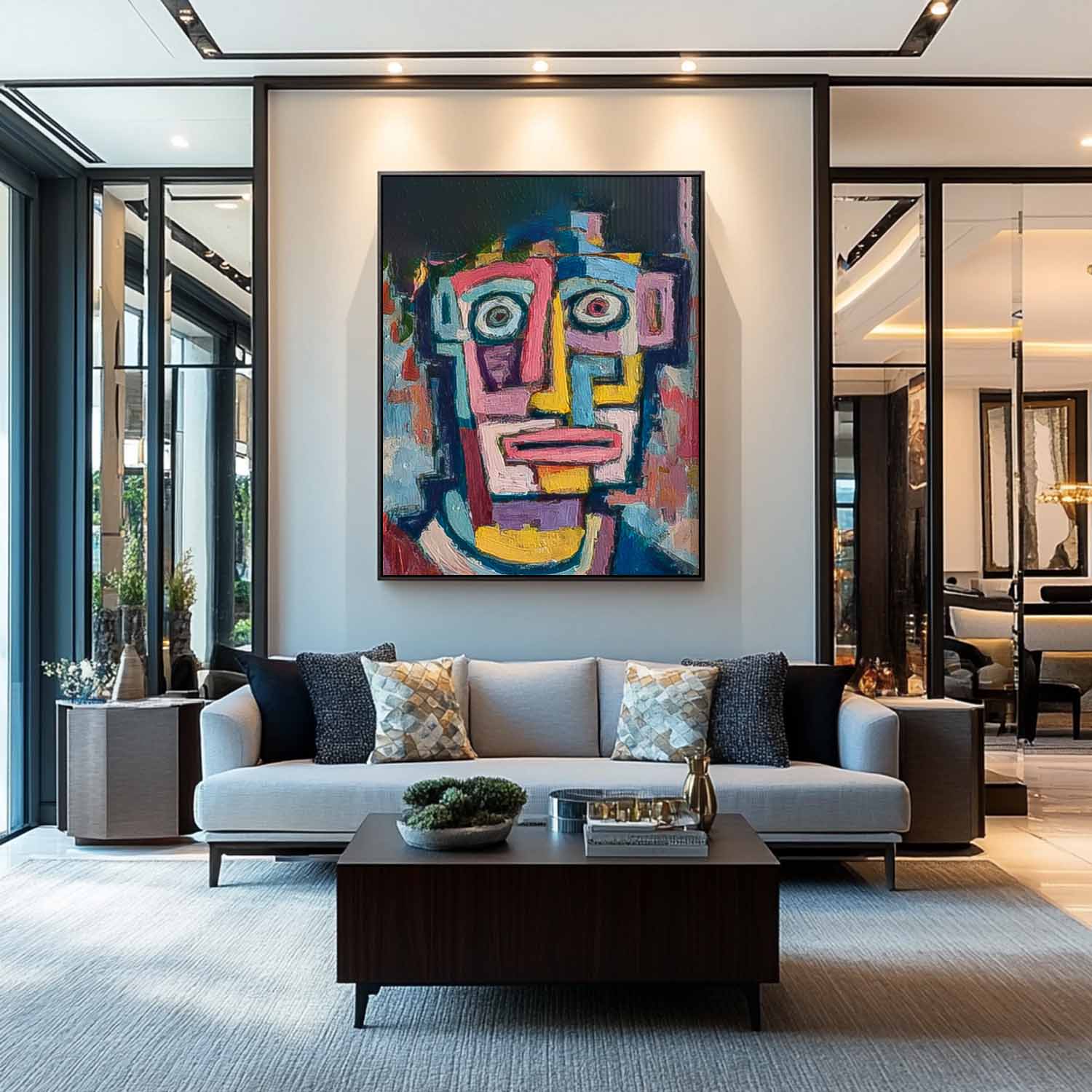 Large People Wall Art Color Abstract Portrait Oil Painting Canvas Original Humor Face Painting