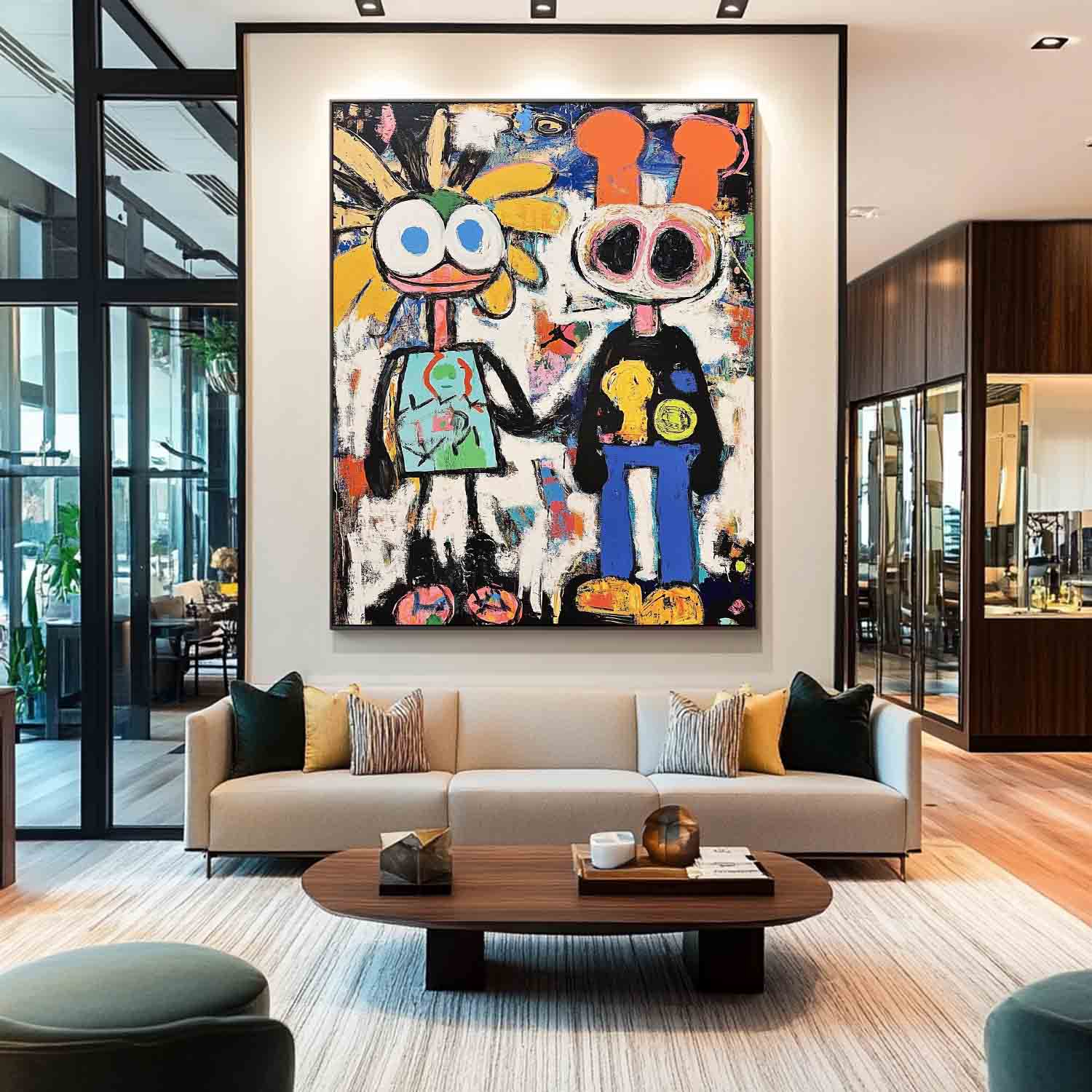 Abstract Cute Characters Painting Canvas Large Graffiti Cartoon Figure Wall Art Original Features Artwork