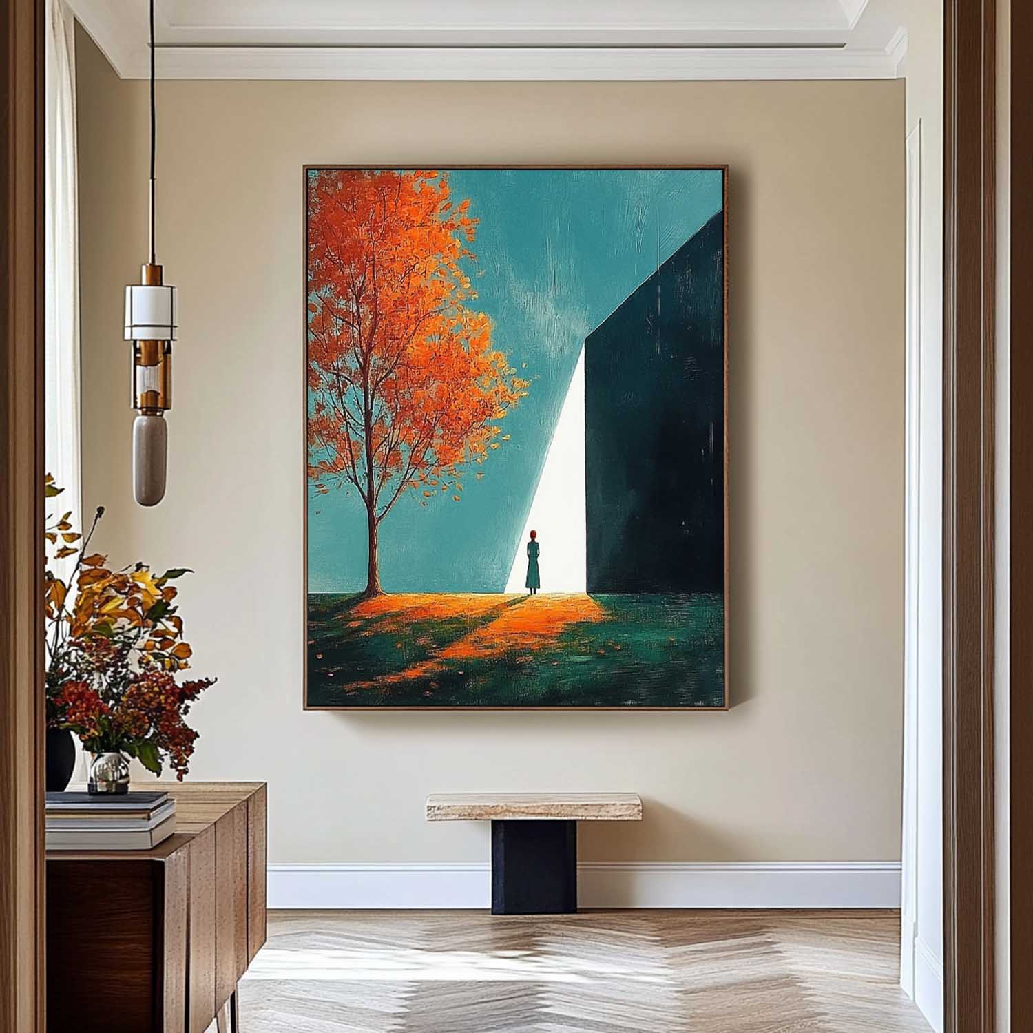 Large Girl Artwork Original Lady Aesthetic Acrylic Painting Canvas Abstract Woman Wall Art Framed