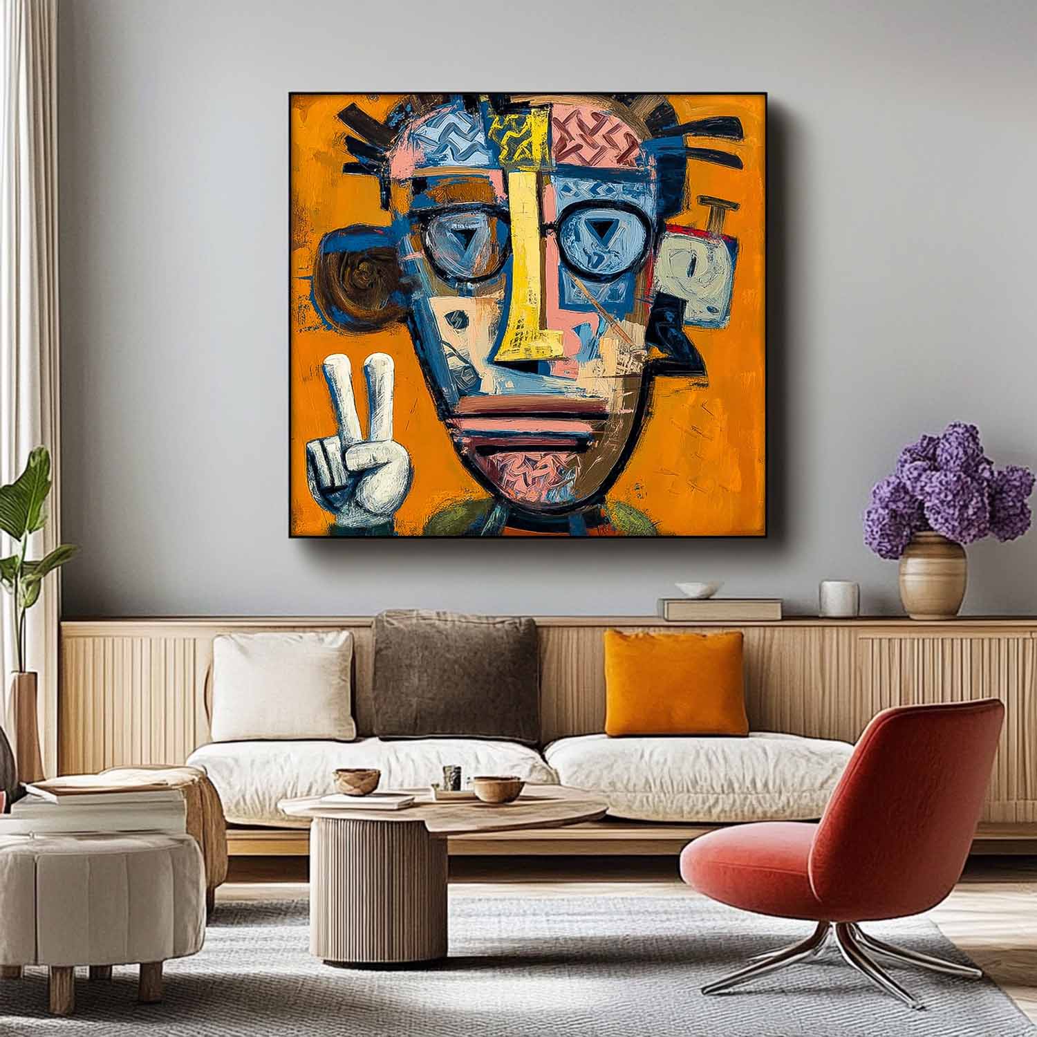 Large People Wall Art Abstract Portrait Oil Painting On Canvas Original Lovely Boy Painting For Living Room