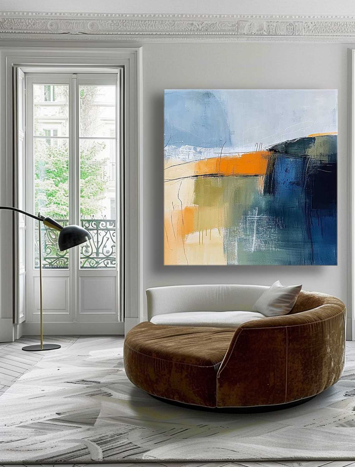 Large Abstract Oil Painting Original Canvas Wall Art Modern Textured Painting for Living Room Office Bedroom