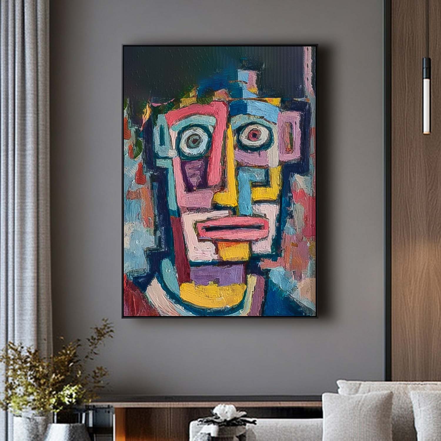 Large People Wall Art Color Abstract Portrait Oil Painting Canvas Original Humor Face Painting