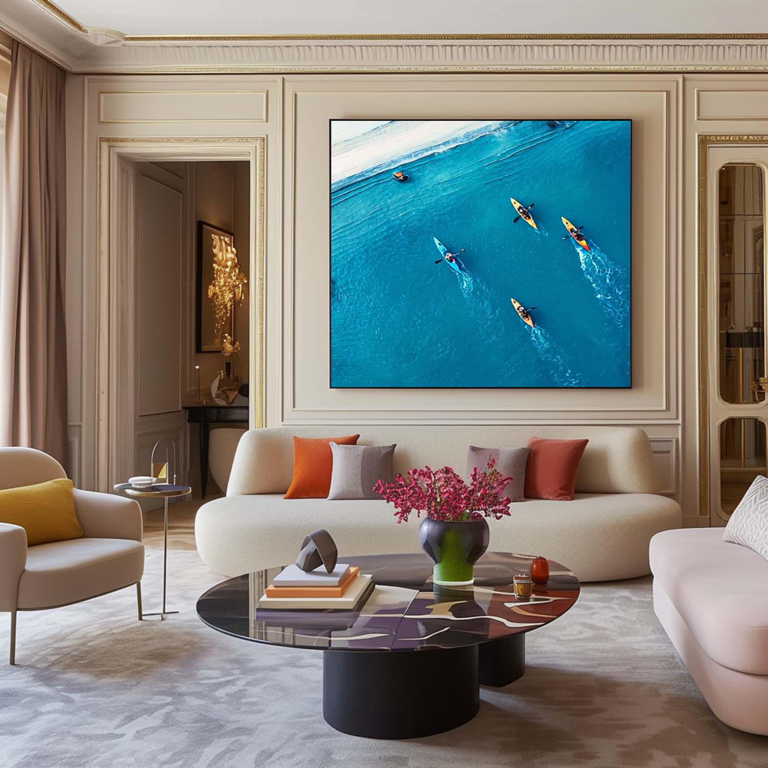 Boat Seascape Landscape Impasto painting Original Rowing Boats oil painting Impressionism Coastal artwork