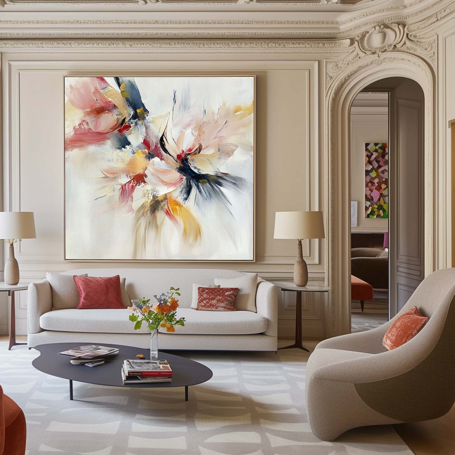 Modern Minimalist Wall Art Abstract Fireworks Oil Painting on Canvas Original Acrylic Painting Wall Art