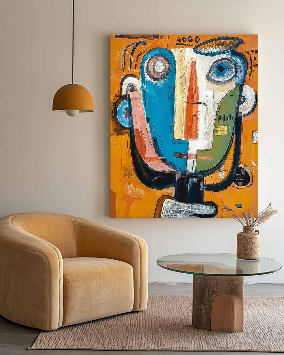 Large People Wall Art Abstract Portrait Oil Painting On Canvas Original Cute Face Painting For Living Room