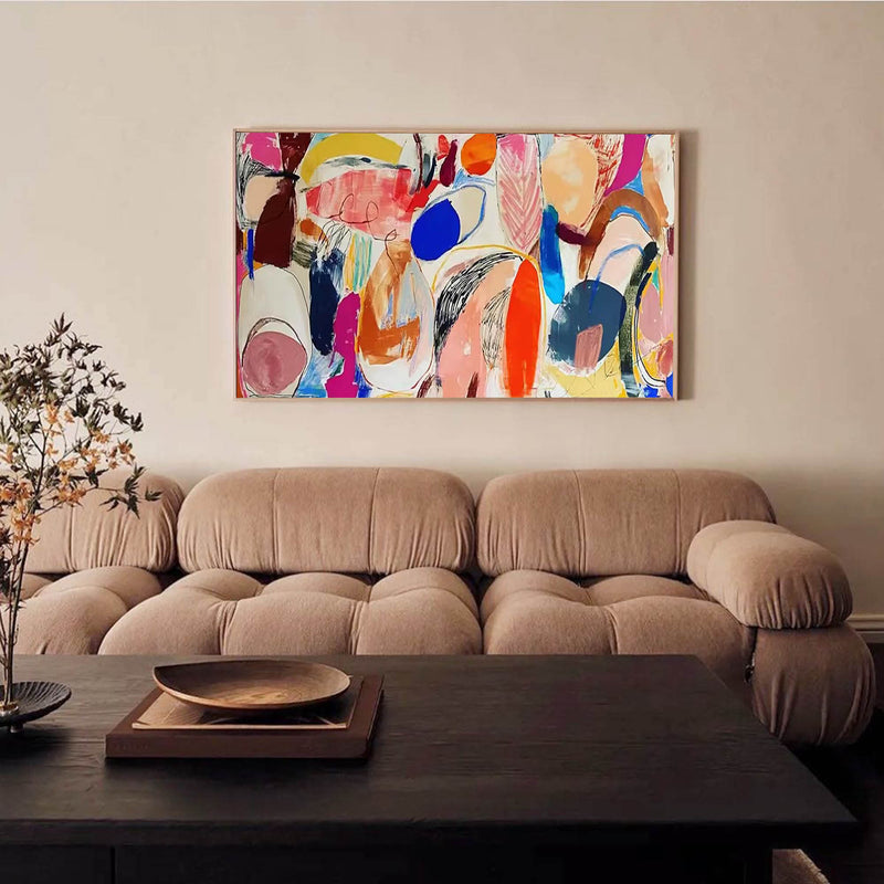 Colorful Abstract Large Painting On Canvas Contemporary Acrylic Painting Modern Wall Art Living Room