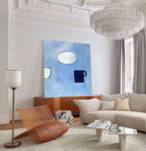 Large Canvas Wall Art Original Blue Abstract  Acrylic Painting on Canvas Modern Minimalist Art for Bedroom