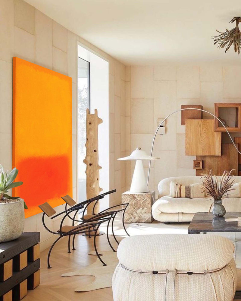 Orange Abstract Texture Wall Art Painting Large Minimalist Original Oil Painting Home Decor