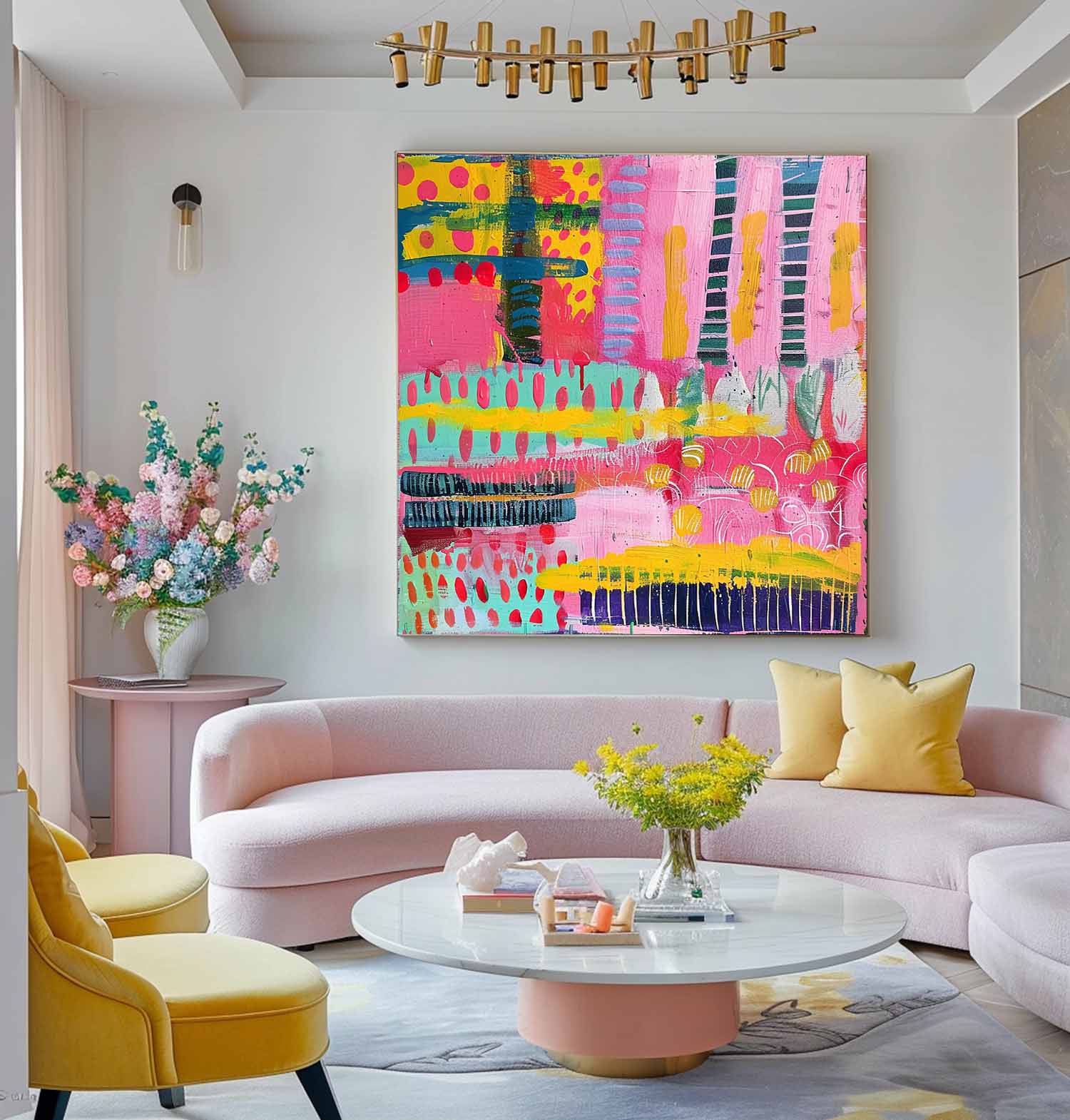 Coloeful Original Hand-painted Canvas Wall Art Modern Textured Artwork Large Graffiti Abstract Oil Painting