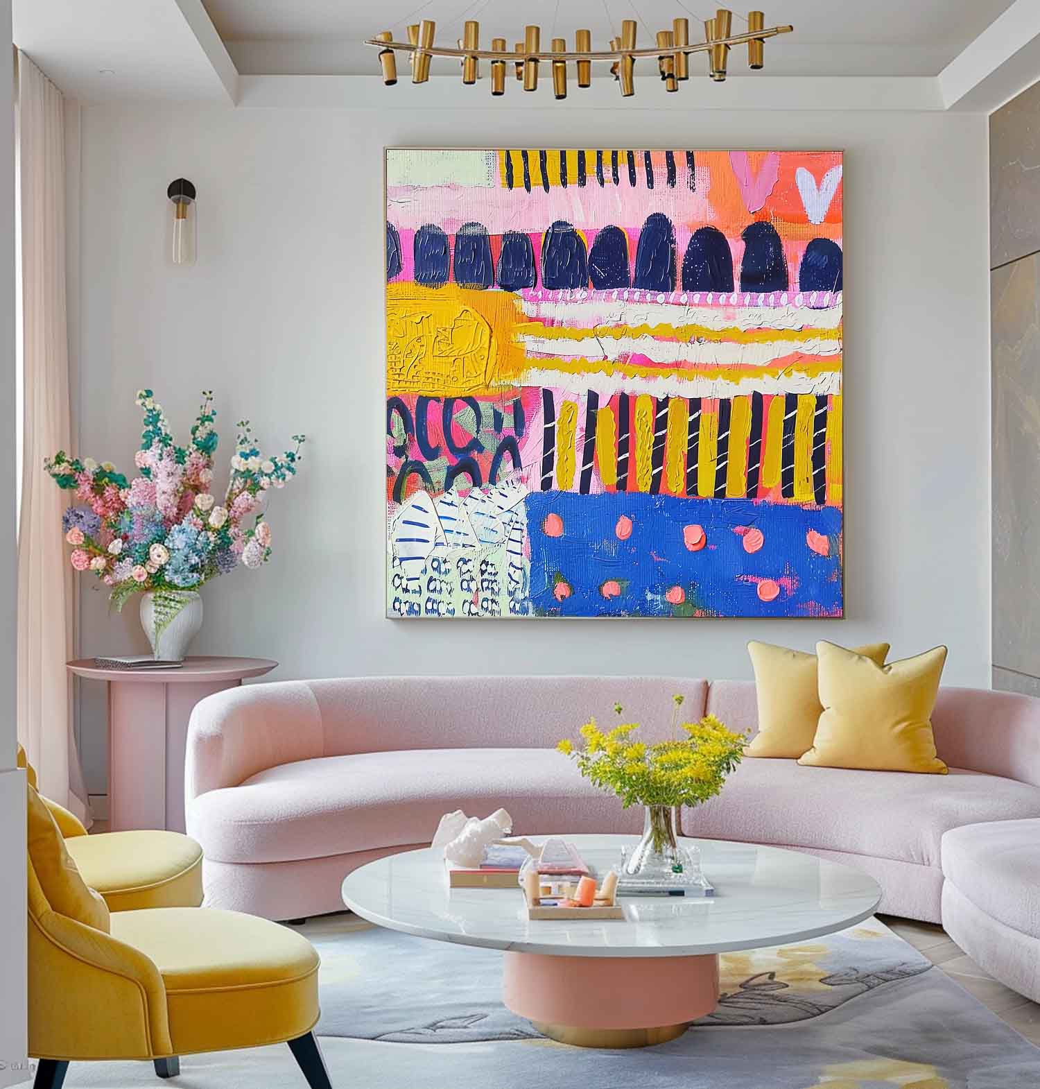 Large Graffiti Abstract Oil Painting Colorful Original Hand-painted Canvas Wall Art Modern Textured Artwork