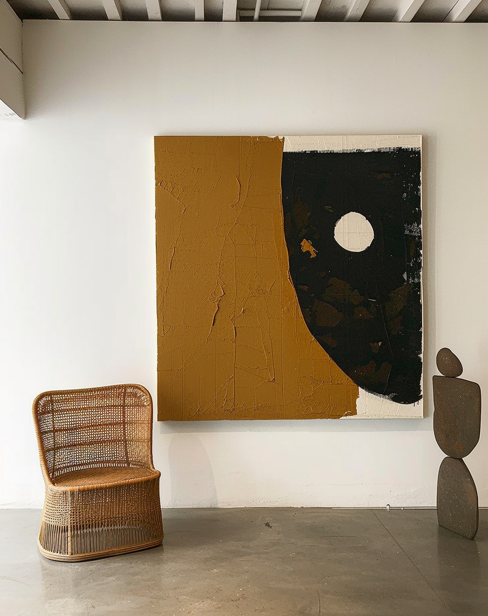 Brown Modern Minimalist Canvas Painting Acrylic Large High Quality Abstract Wall Art Framed Wall Decor