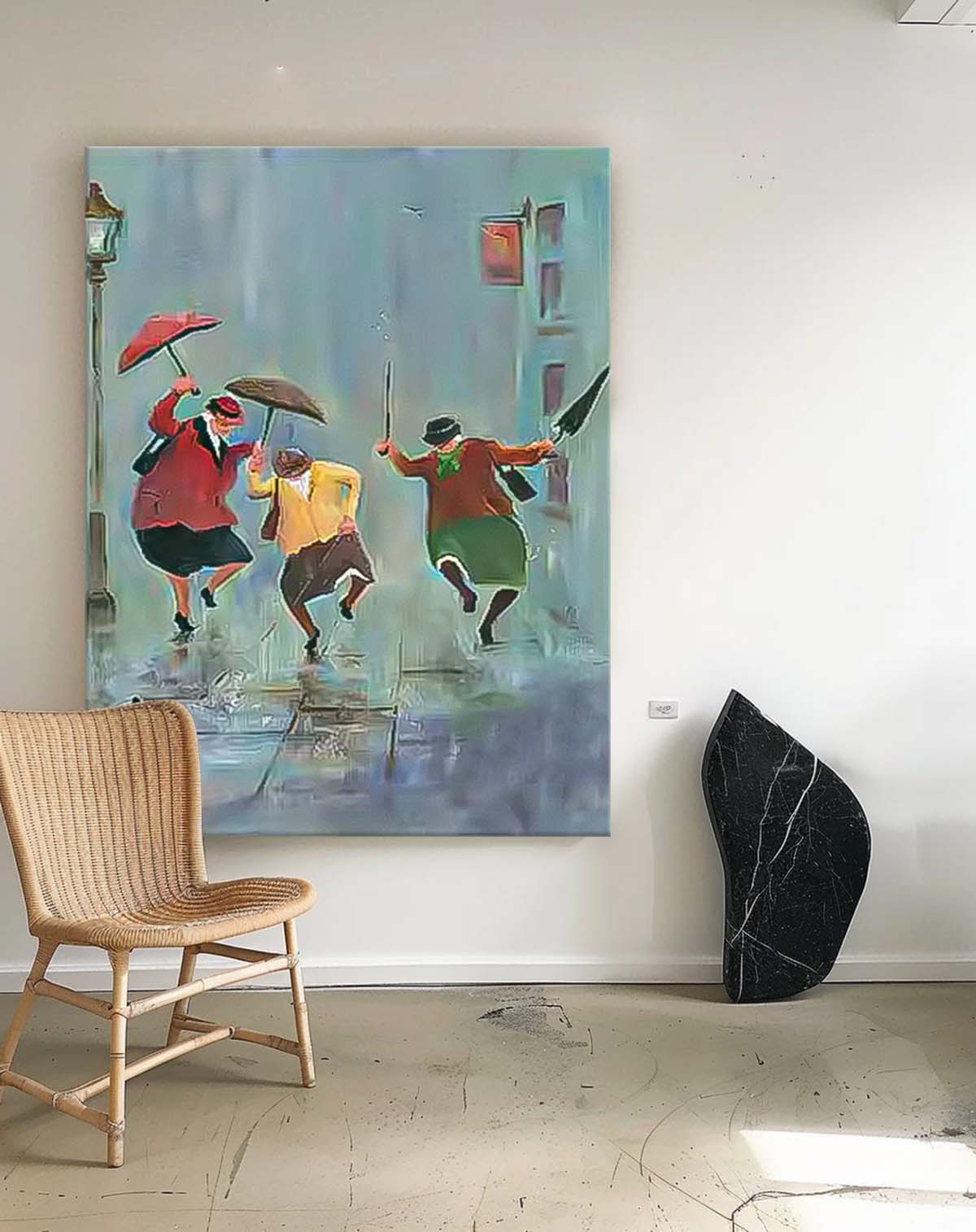 Handmade Canvas Painting Interesting Women Portrait Painting Face Art Original Humored Wall Art Decor