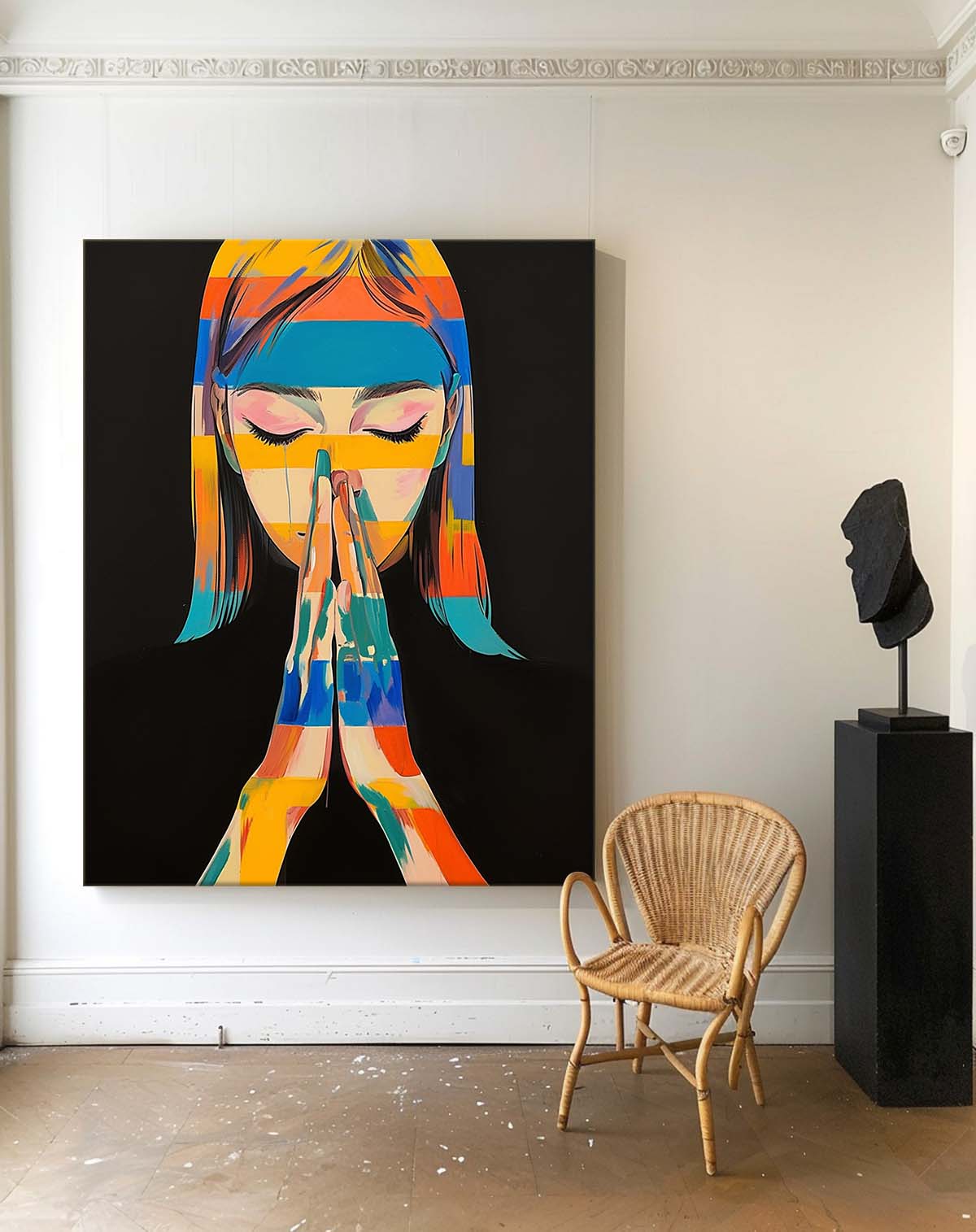 Woman Face Figurative Texture Portrait Large Beauty Lady Wall Art Original Beautiful Girl Painting Canvas Fashion Home Decor