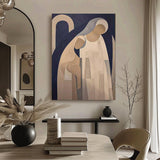 Original Nun Wall Art Minimalist Bible People oil Painting On Canvas Abstract Contemporary Acrylic Painting 