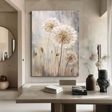 Delicate Dandelion Painting Wall Decor Abstract  Flower Oil Painting on Canvas Large Original  Texture Flowers Art