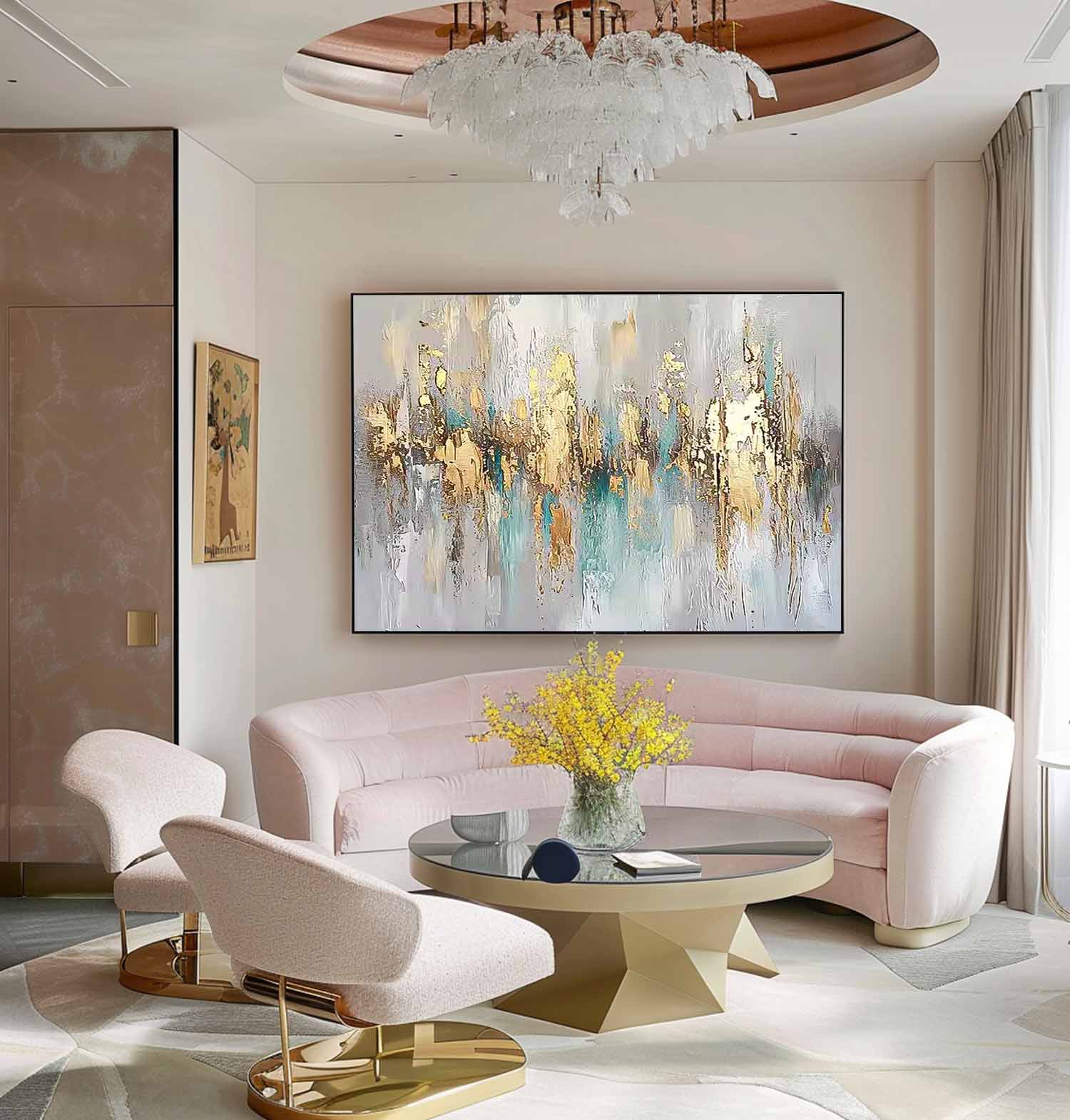 Large Original Abstract Gold Wall Art Abstract Paintings Online Contemporary Artwork For Living Room